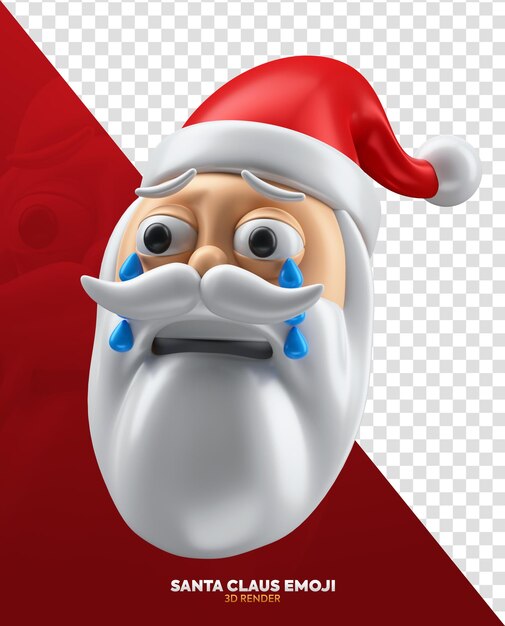 PSD el emoji de papá noel en 3d llorando