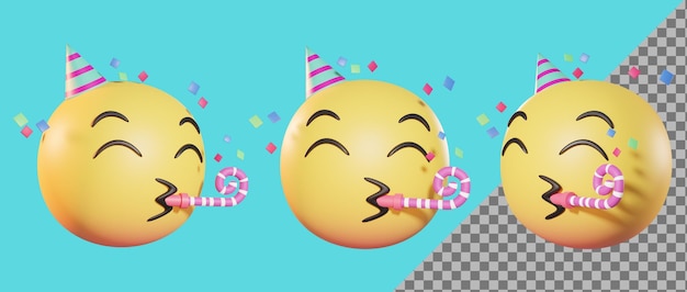 Emoji partying face 3d render ilustração 3d