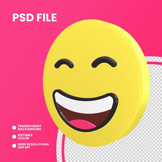 Emoji Pièce De Monnaie Rendu 3d Isolé Yeux Souriants