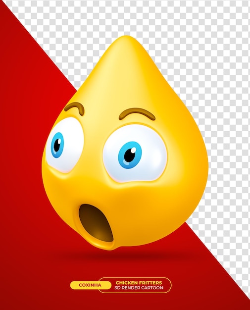 PSD emoji pollo frito coxinha comida brasileña emoji personaje de dibujos animados en 3d render