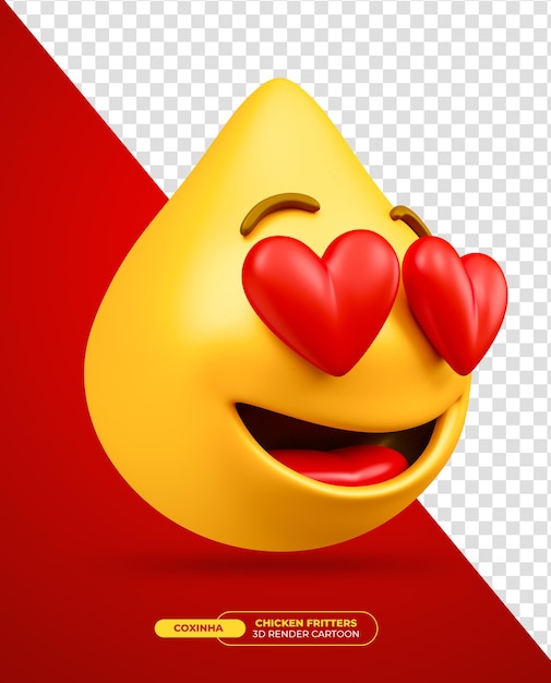 PSD emoji pollo frito coxinha comida brasileña emoji personaje de dibujos animados en 3d render