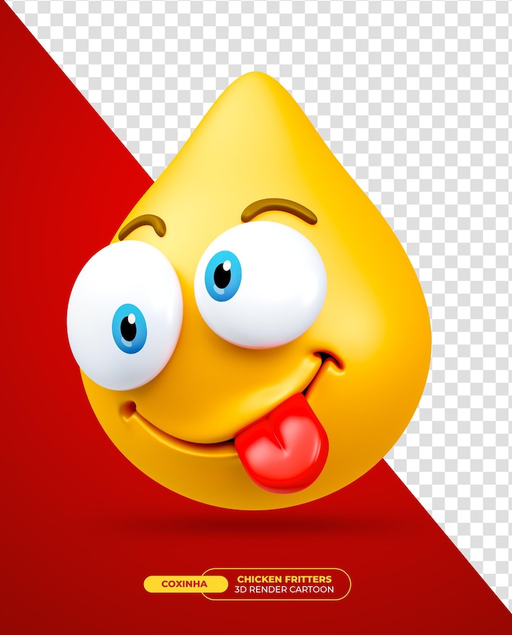 PSD emoji pollo frito coxinha comida brasileña emoji personaje de dibujos animados en 3d render