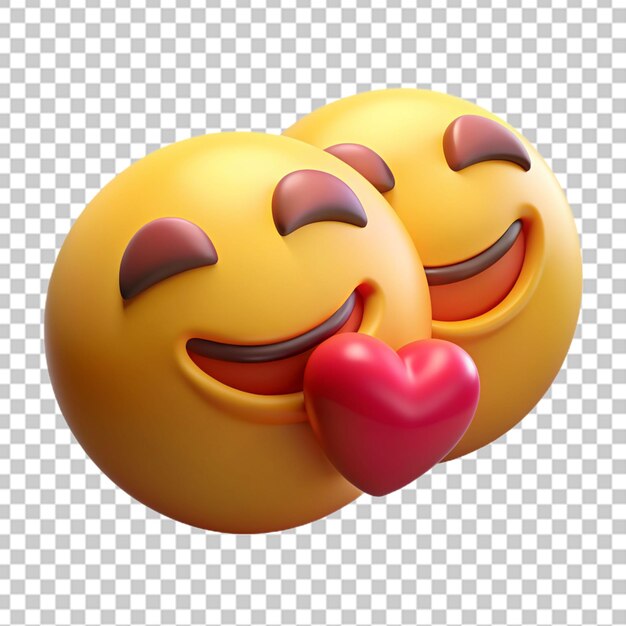 PSD un emoji qui embrasse un autre emoji avec amour