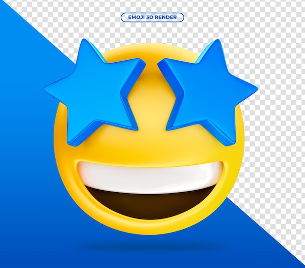 Emoji renderizado en 3d para las redes sociales sorprendido con estrellas en la cara