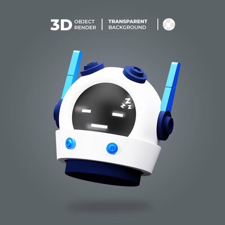 PSD el emoji del robot durmiente en 3d