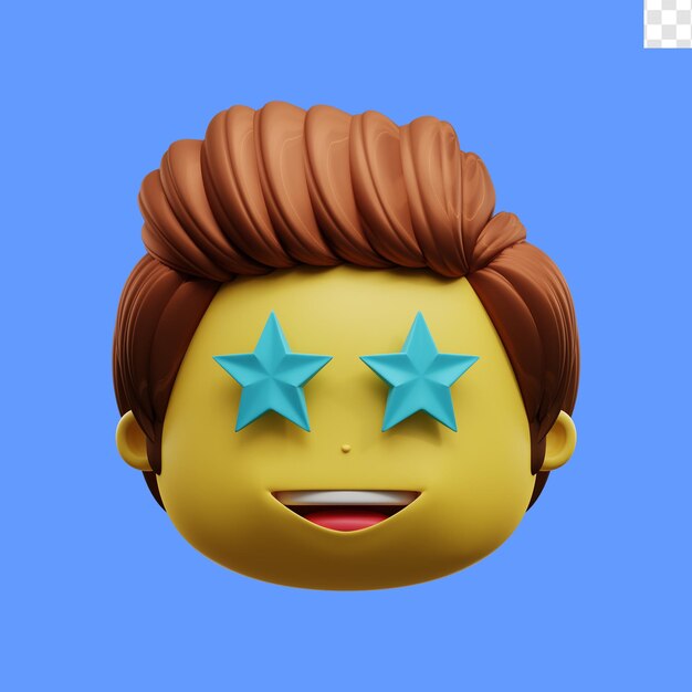 Emoji rosto olhos estrelas ilustração 3d