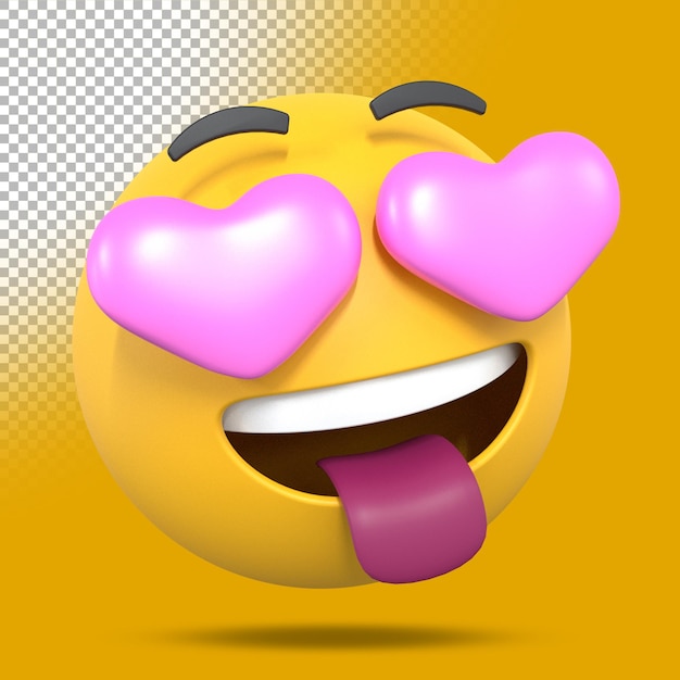 Emoji de sentimiento de amor 3d. ilustración de procesamiento tridimensional.