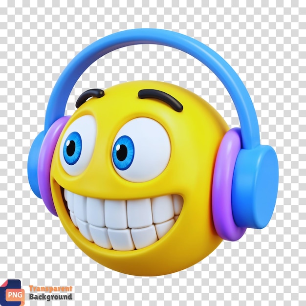 Un emoji souriant avec des écouteurs