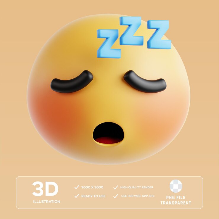 El emoji de sueño PSD 3D Ilustración