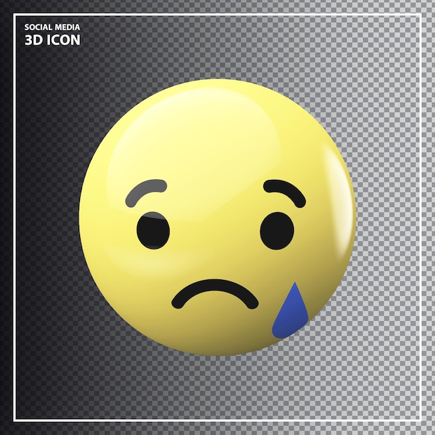 Emoji triste 3d nas mídias sociais do facebook