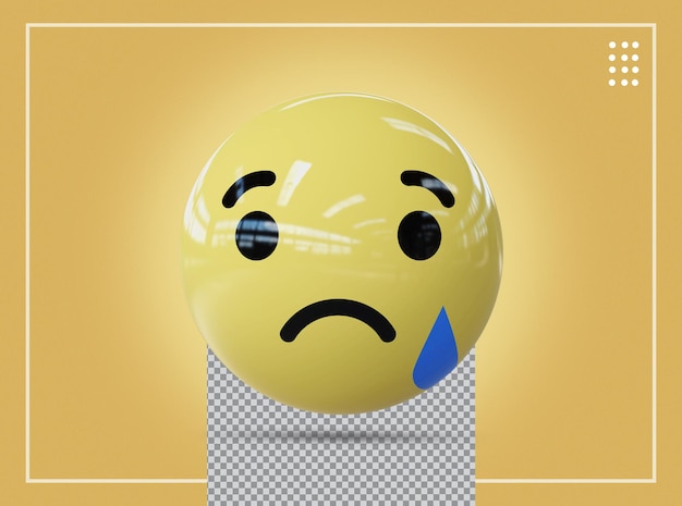 Emoji triste en el círculo de facebook 3d