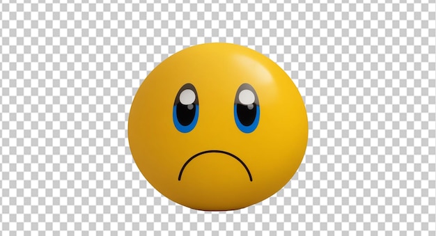 PSD emoji triste en un fondo transparente