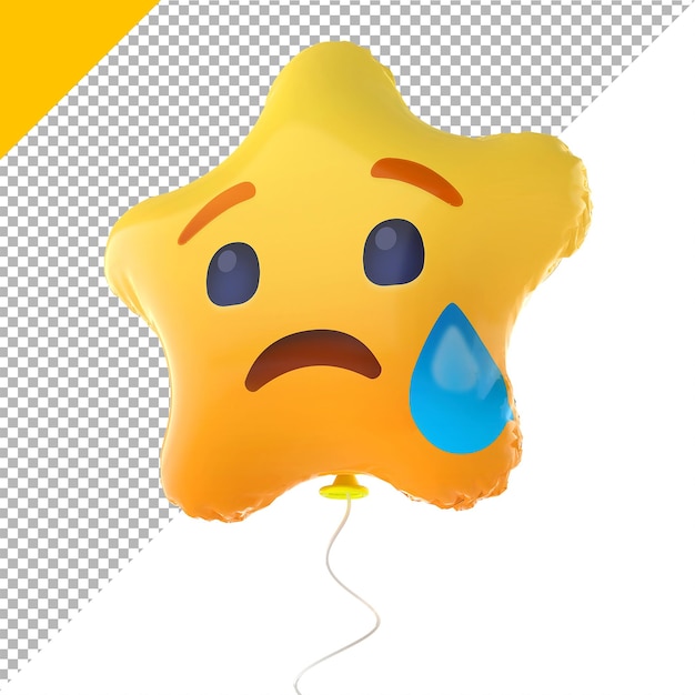 Emoji triste globos estrella 3d