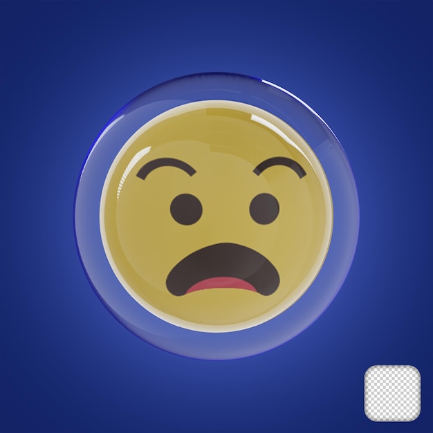 PSD emoji visage angoissé avec illustration 3d de la bulle