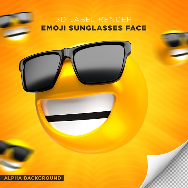 emoji visage lunettes de soleil rendu 3d