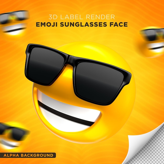 emoji visage lunettes de soleil rendu 3d