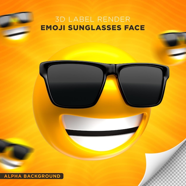 emoji visage lunettes de soleil rendu 3d