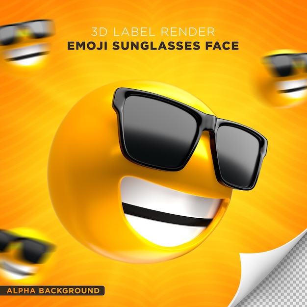 emoji visage lunettes de soleil rendu 3d
