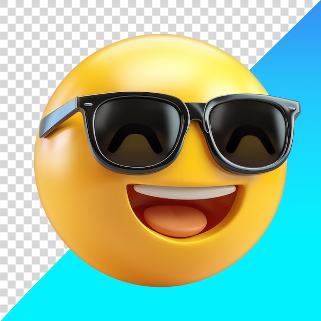 PSD un emoji d'un visage souriant avec des lunettes de soleil