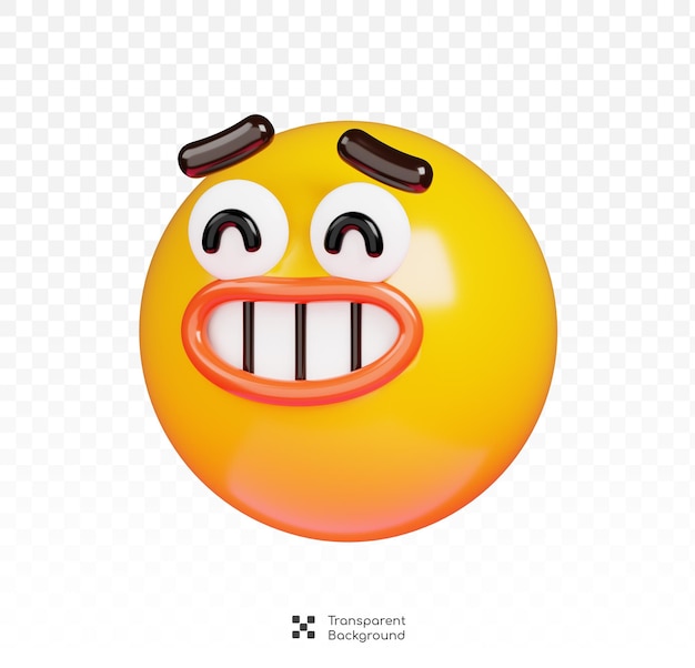 PSD emoji à visage souriant rendu 3d d'un emoticon sur un fond transparent