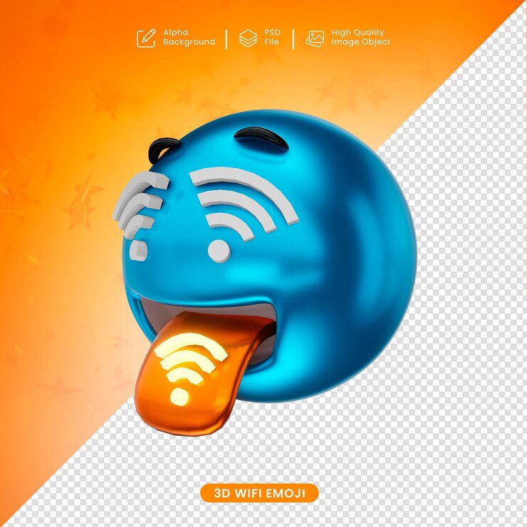 PSD emoji de wi-fi en 3d