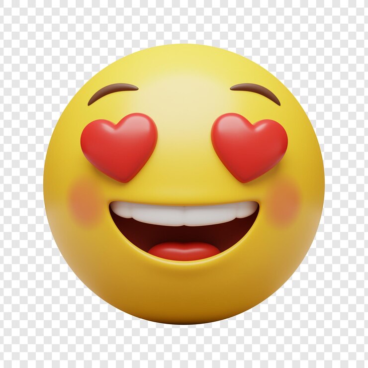 PSD emoji avec des yeux de cœur sur un fond transparent