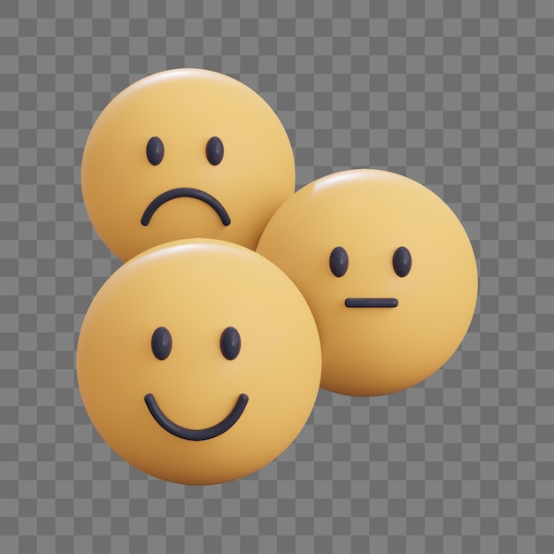 Emojis 3D tristes e felizes