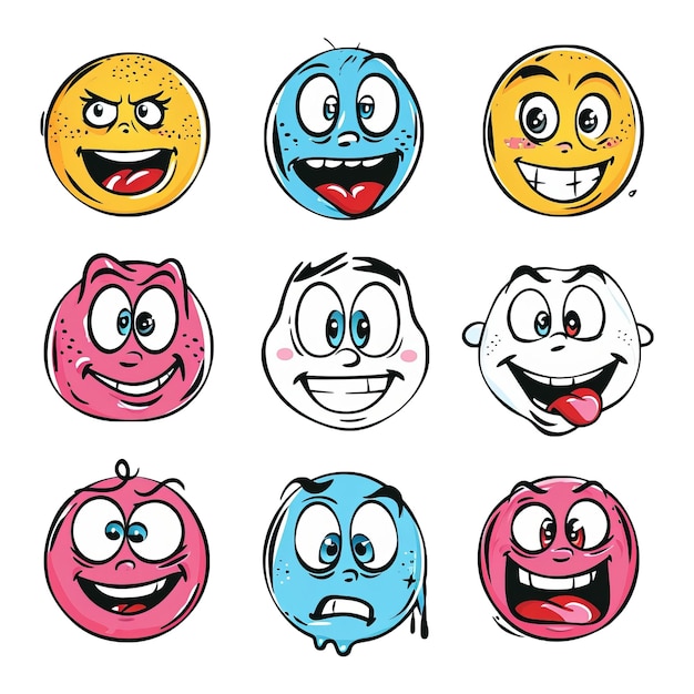 PSD emojis diferentes expresiones.