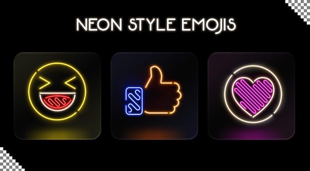 Emojis de estilo neón de redes sociales