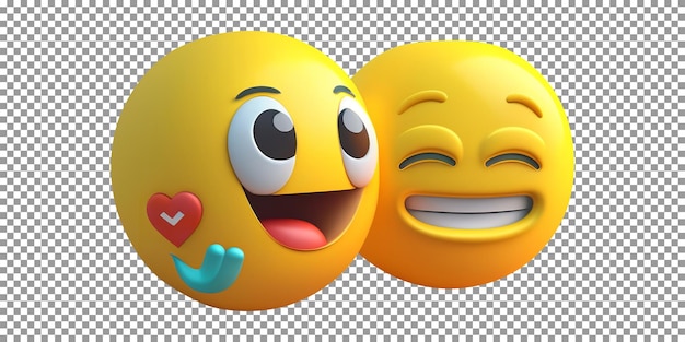 PSD emojis fofos de rosto sorridente em fundo transparente