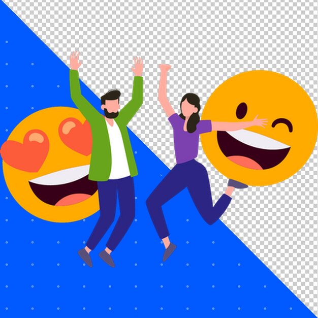 Emojis mignons avec une illustration dessinée à la main PNG Arrière-plan transparent