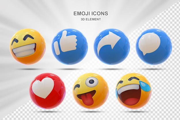 PSD emoticon 3d de reacción de redes sociales