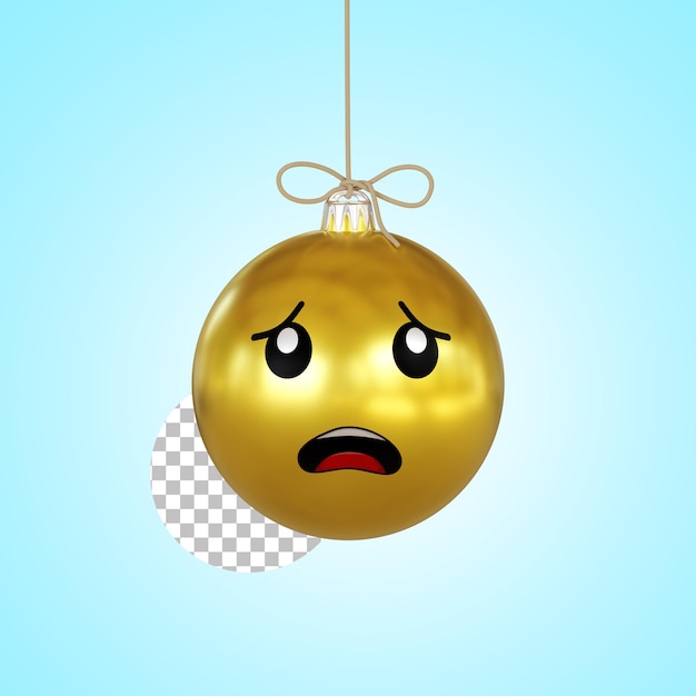 PSD emoticon asustado bola de navidad 3d render