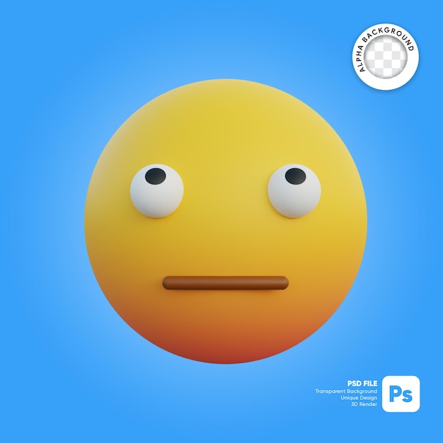 Emoticon di espressione dell'illustrazione 3d che osserva in su