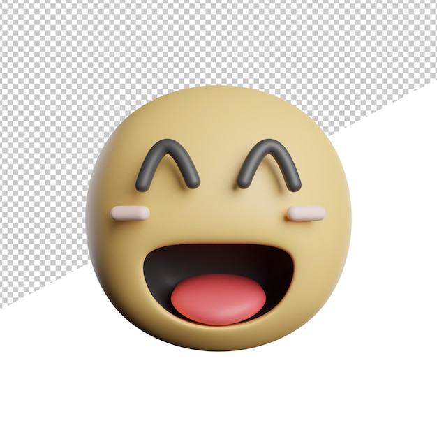 Emoticon Lachen Gesicht 3D-Rendering Symbol Illustration auf transparentem Hintergrund