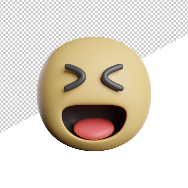 Emoticon lachendes gesicht 3d-rendering icon illustration auf transparentem hintergrund