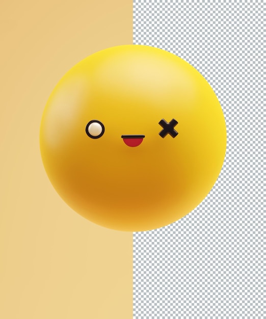 Emoticon pazzo con una faccia kawaii divertente con gli occhi bianchi