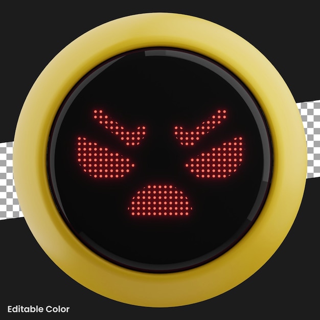 Emoticon-roboter mit wütendem ausdruck 3d-darstellung