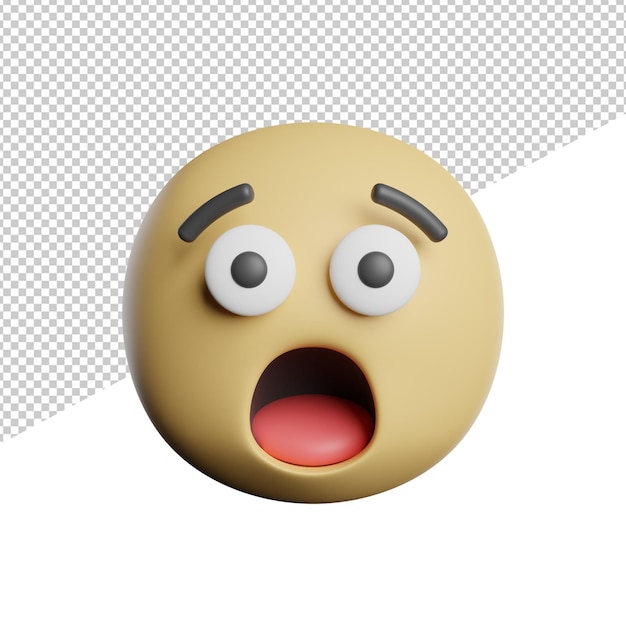 Emoticon schockiert Gesicht 3D-Rendering Symbol Illustration auf transparentem Hintergrund