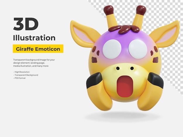 emoticon scioccato adesivo espressione giraffa illustrazione 3D