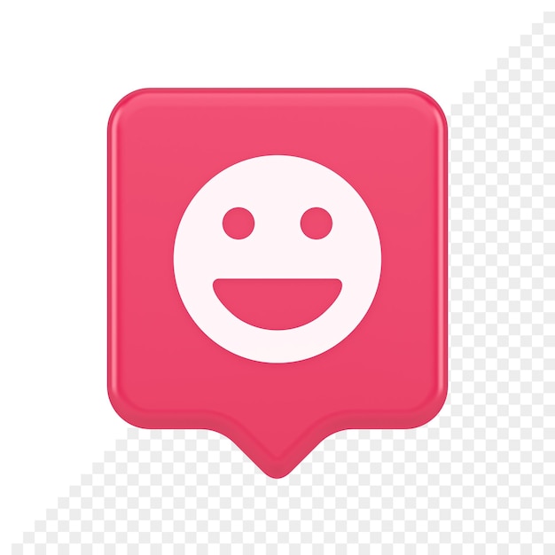 Emoticon sonriente cara cómica emoji botón riendo red social reacción feliz icono de burbuja de habla 3d