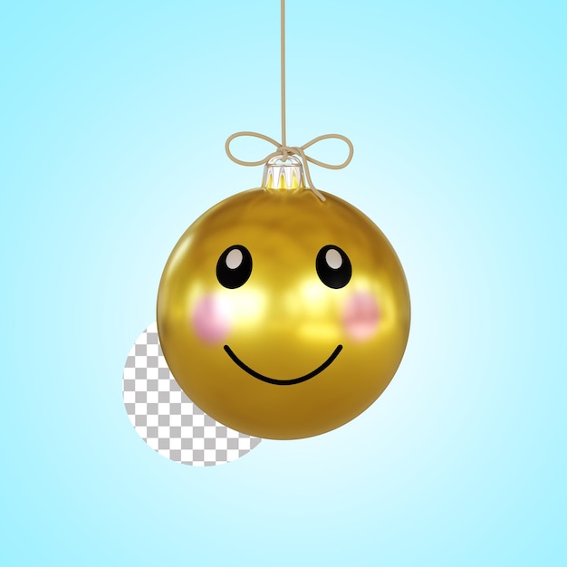 PSD emoticon de sonrisa de bola de navidad render 3d