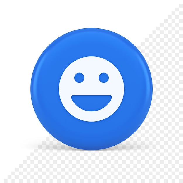 Emoticon sorridente rosto cômico botão emoji rindo reação de rede social feliz ícone 3d