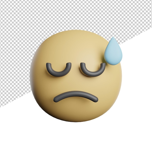 PSD emoticon trauriges gesicht 3d-rendering icon illustration auf transparentem hintergrund