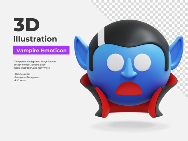 Emoticón de vampiro congelado Ilustración del icono 3D