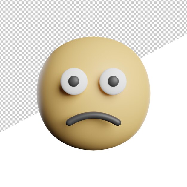 Emoticon verwirrtes Gesicht 3D-Rendering Symbol Illustration auf transparentem Hintergrund