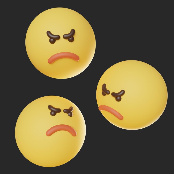 PSD un emoticon de visage en colère graphique 3d