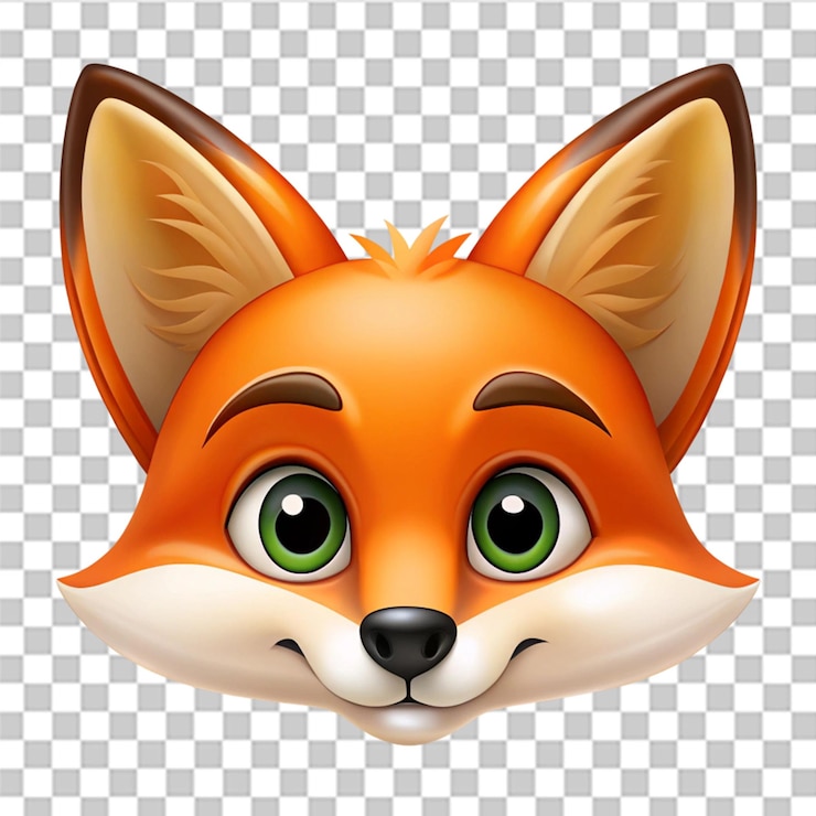 PSD el emoticon del zorro con los ojos mirando aislado en un fondo transparente