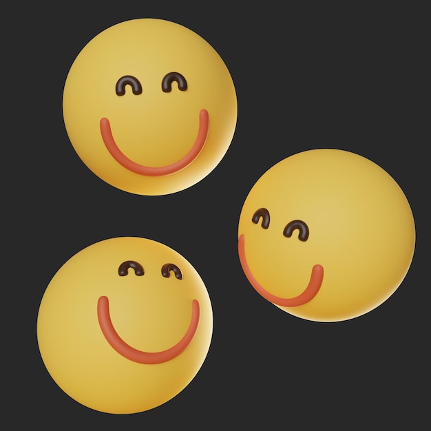 Les émoticônes 3D du visage souriant