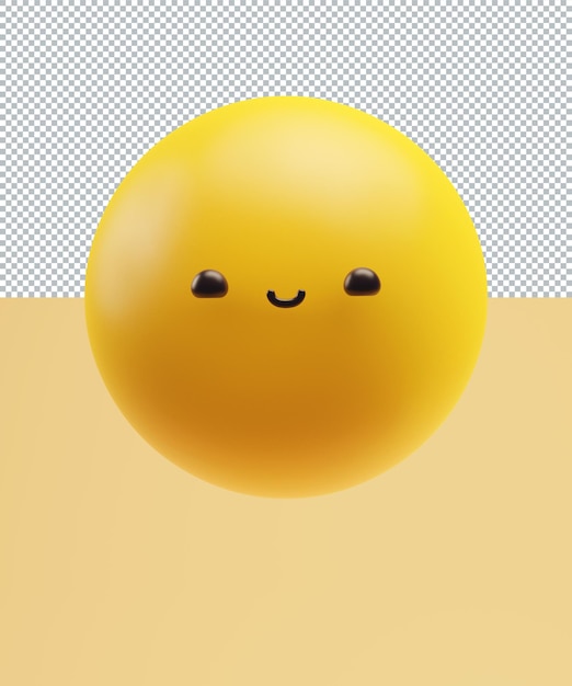 PSD emoticono de alegría con una divertida cara kawaii con ojos de semiesfera